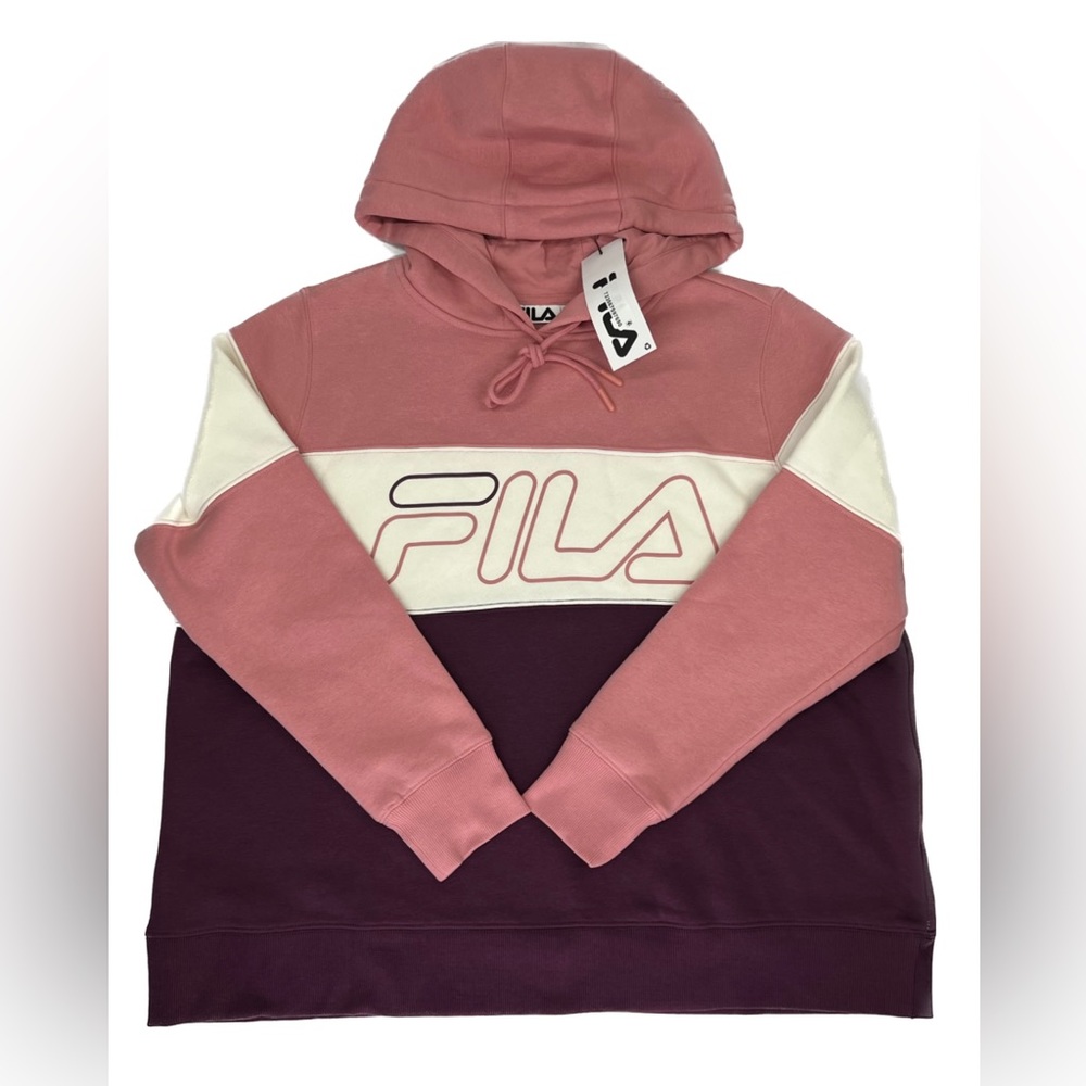 FILA Timeless Fleece Pullover Hoodie Hoody Sweatshirt Sweater Women 1X Plus Size
